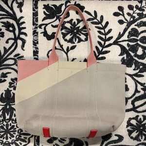 Rothy’s Essential Tote  - Red , Cream, and Gray